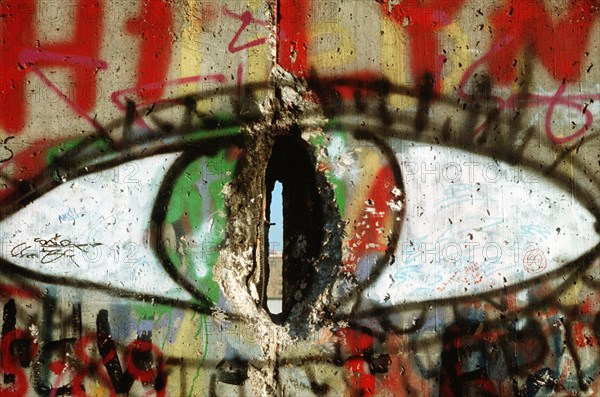 Graffiti on the west side of the Berlin Wall offers a glimpse into East Germany..