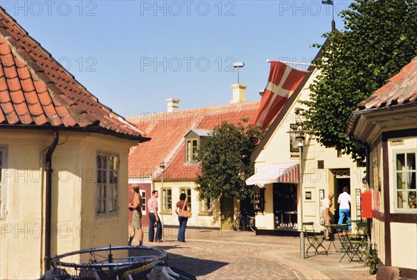 Tourists in street of Odense Denmark circa 1975.