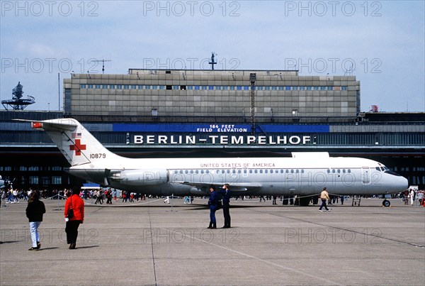 1984 - A C-9A Nightingale aeromedical airlift transport aircraft on display during an open house at the Berlin-Tempelhof Airport..