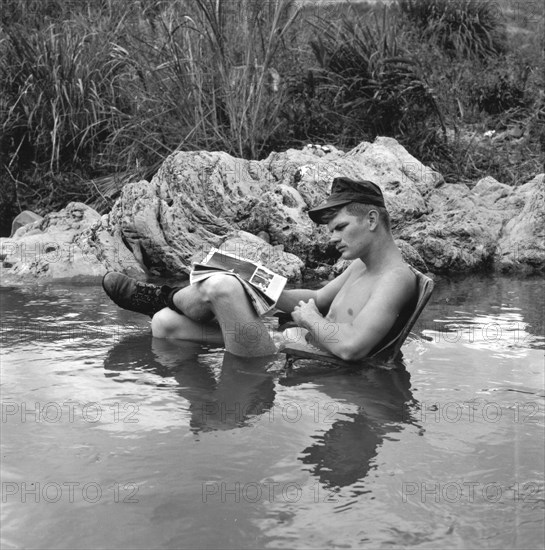 Marine Relaxing in Vietnamese Stream