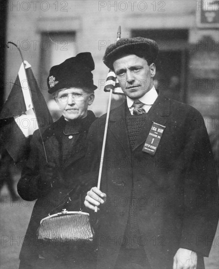 Mother Escorting Son to World War I Camp