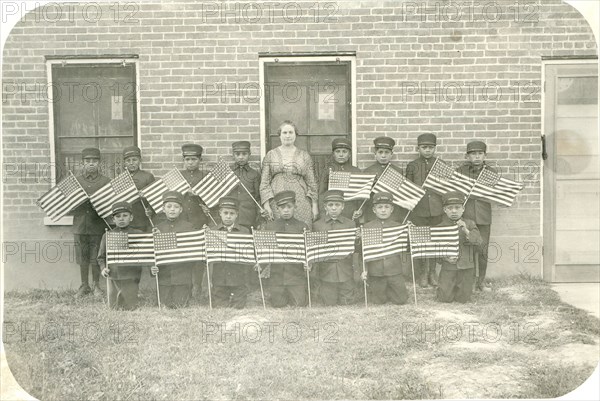 Albuquerque Indian School - Boys with Flags