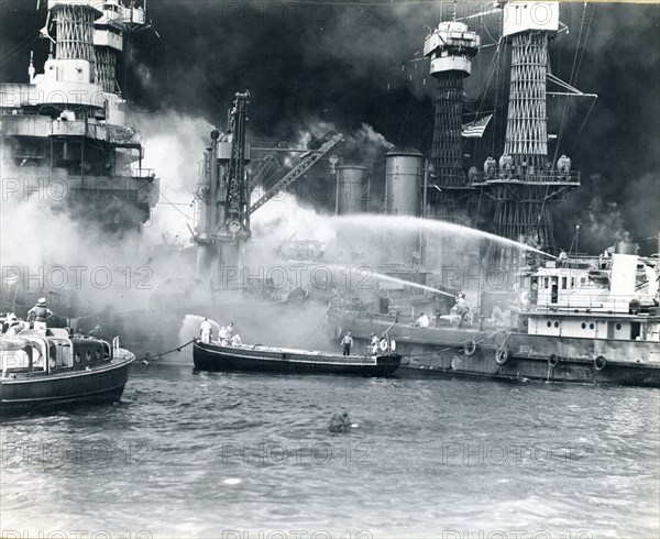 USS West Virginia Aflame