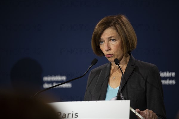 Florence Parly speaks at a press conference