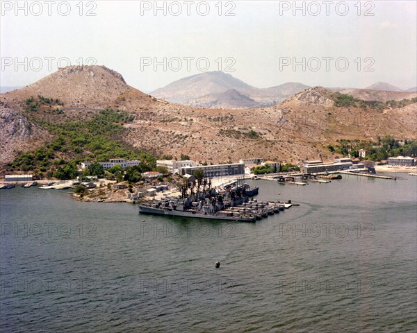 Ships in the harbor, Athens Greece naval base