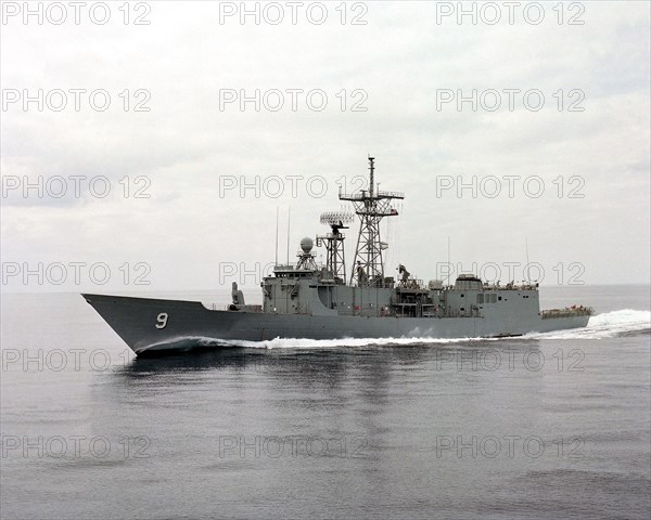 1979 - Aerial port view of the guided missile frigate USS WADSWORTH