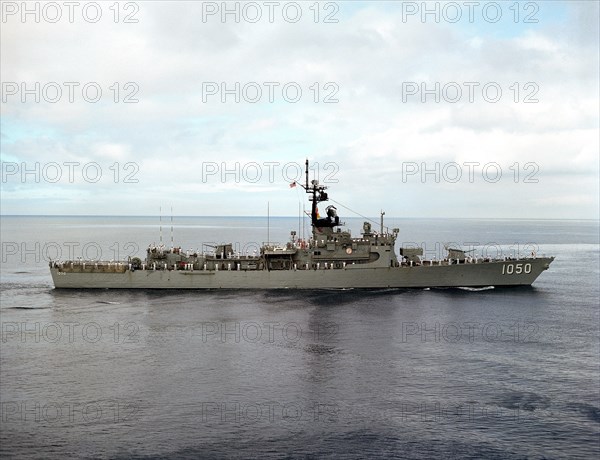 1977 -An aerial starboard beam view of the frigate USS ALBERT DAVID