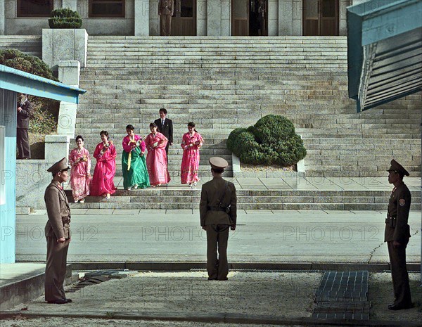 Ladies from North Korea wearing traditional hanbok