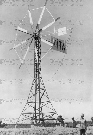 Windmill in the desert in Thailand