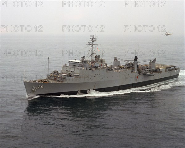 1974 - A port bow view of the amphibious transport dock USS PLYMOUTH ROCK