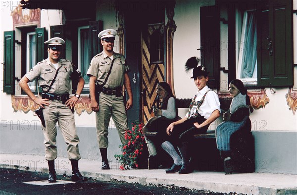 1974 - US Army military policemen on duty in a German town.