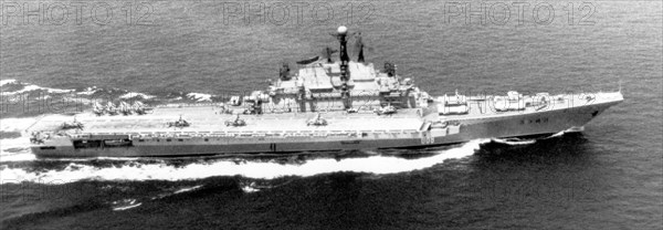 1977 - A port beam view of a Soviet Moskva class helicopter cruiser underway.