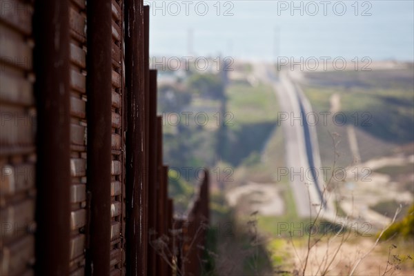 America Mexico Border Fence near San Diego.