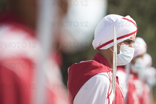 Tunisian honor guard troops prepare for the arrival of Defense Secretary Dr. Mark T. Esper Tunis