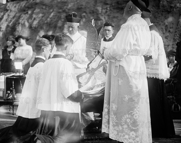 Clergymen at outdoor religious service