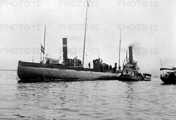 German submarine in the quarantine area during the morning