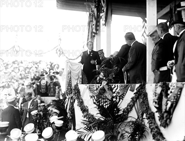 A speaker at the unveiling of the Columbus Memorial