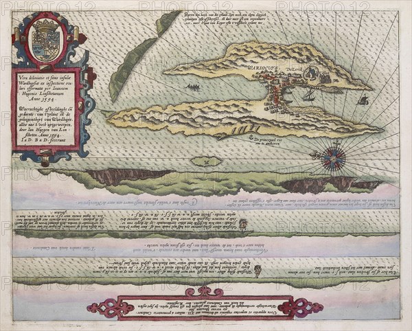 Linschotens kart over Vardø - Cartographer Jan Huygen van Linschoten ca 1601.