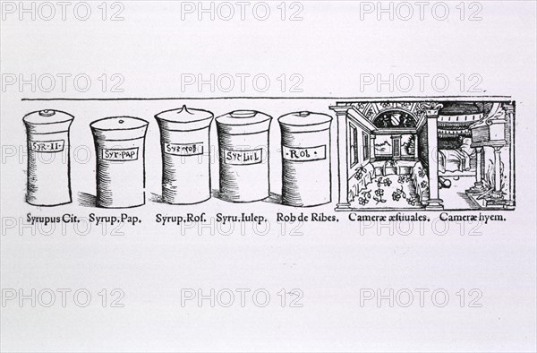 Containers of different kinds of syrups