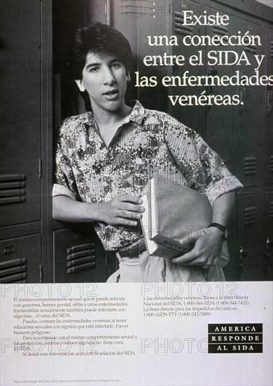 1980s AIDS prevention poster in Spanish.