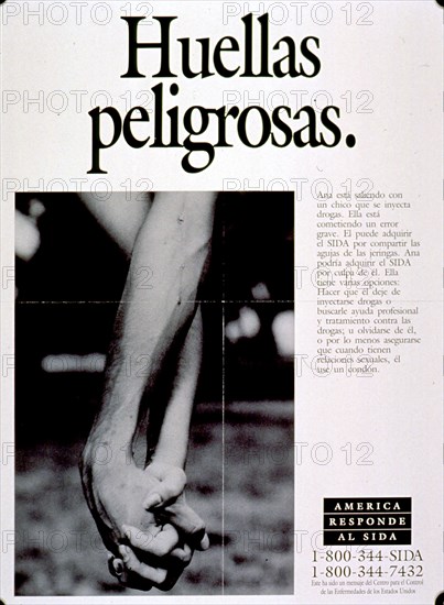 1980s Era HIV AIDS Prevention Public Service Poster.