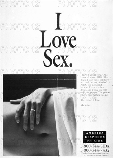 1980s Era HIV AIDS Prevention Public Service Poster.