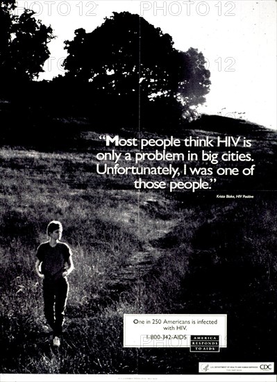 1980s Era HIV AIDS Prevention Public Service Poster.