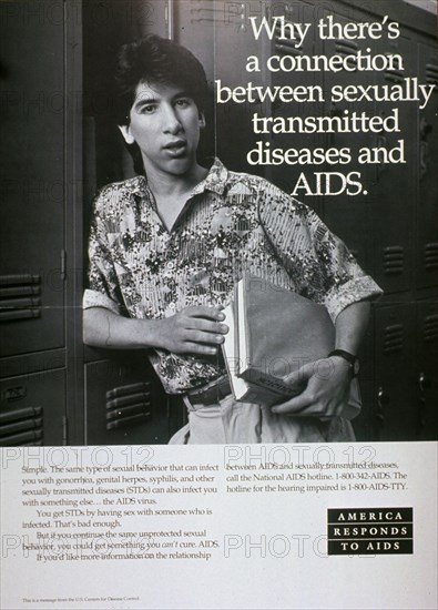 1980s AiDS Poster - Why there's a connection between sexually transmitted diseases and AIDS.