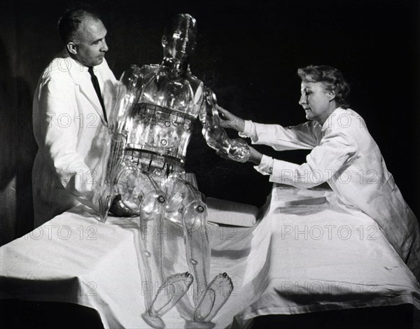 Woman working with dummy patient model.