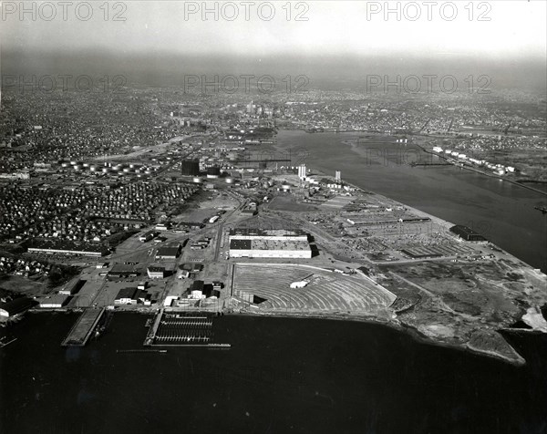 an aerial view of the industrial area at Fields Point