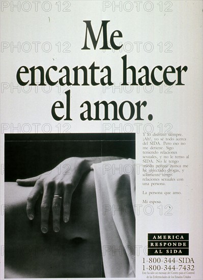 1980s Era HIV AIDS Prevention Public Service Poster.