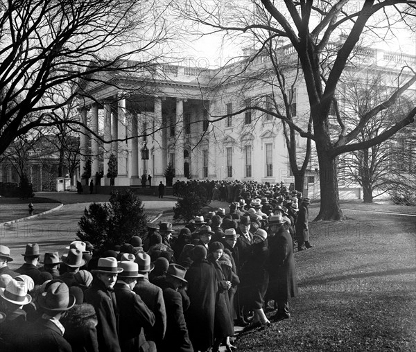 This photograph shows part of the crowd which lined up to shake hands