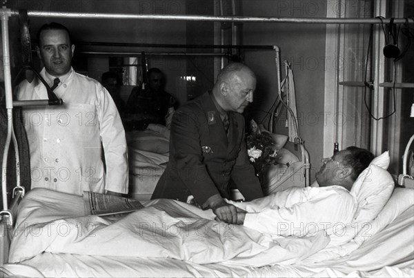 Wounded soldier in hospital after failed assasination attempt on Adolf Hilter