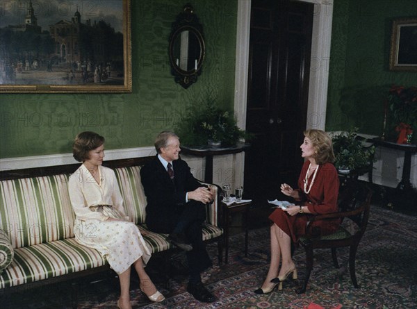 Rosalynn Carter and Jimmy Carter during an interview with Barbara Walters.