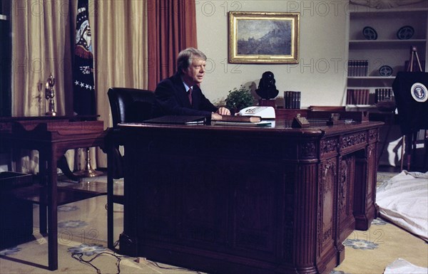 Jimmy Carter gives address to the nation on energy from the oval office.