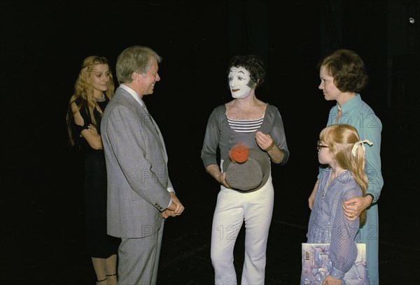 Jimmy Carter Rosalynn Carter and Amy Carter with Marcel Marceau
