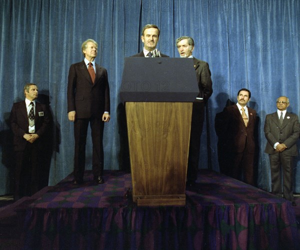 Jimmy Carter with Hafiz al-Asad President of Syria in Geneva