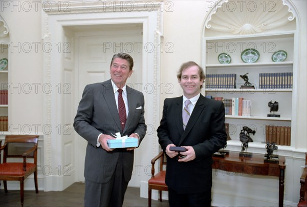 President Reagan With Elton John.