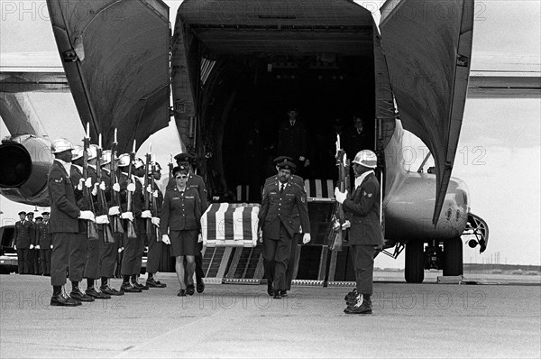 1977 - An Air Force honor guard stands at attention