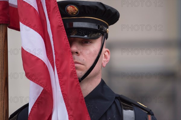 The Joint Honor Guard presents the colors