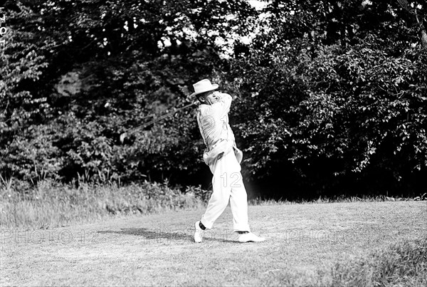 Walter Travis playing golf ca. 1909