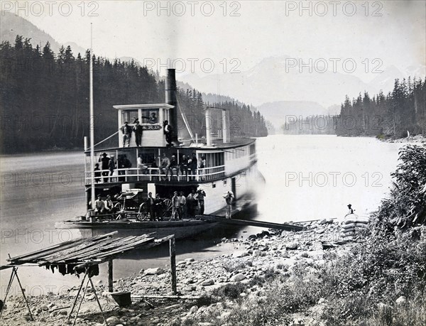 The steamer 'Onward' landing freight, preparatory to crossing Emery's Bar