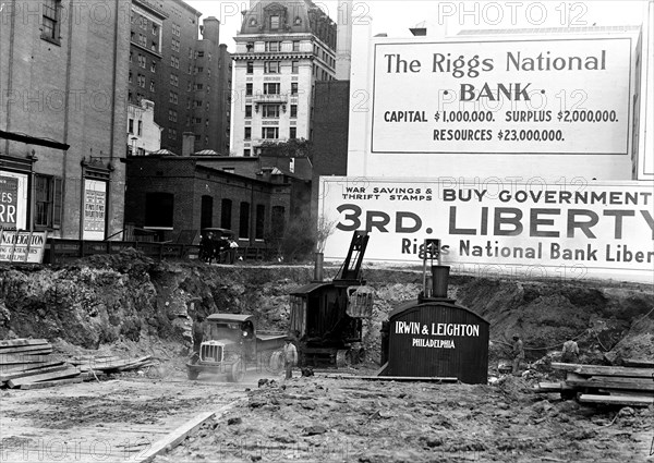 Construction in downtown Washington D.C. ca. 1916