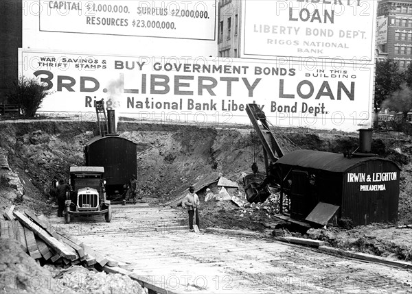 Construction in downtown Washington D.C. ca. 1916