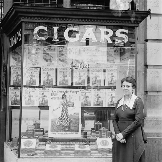 Patriotic display in the window of a Cigar store early 1900s