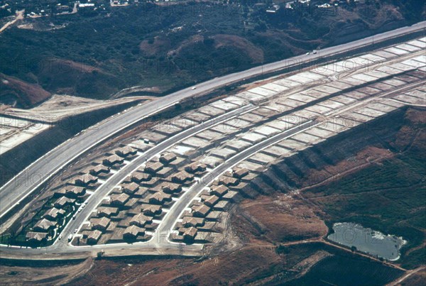Aerial of a new housing development, June 1975