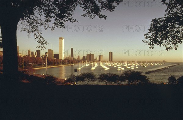 Lake Michigan Shoreline With A Marina