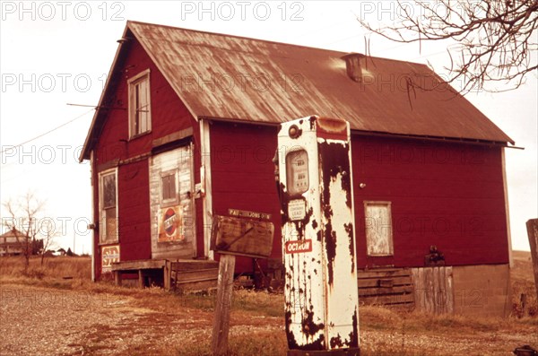 An Abandoned Gas Station near a Stripped Area Off Route 800