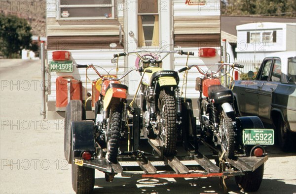 Trail bikes and camper