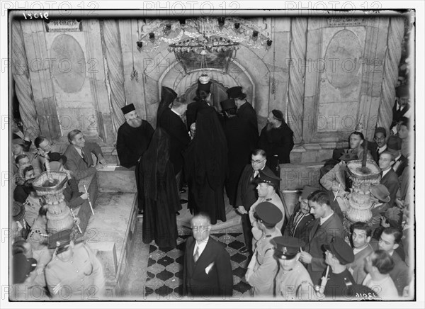 Calendar of religious ceremonies in Jerusalem during Easter period. Orthodox Holy Fire ca. 1941